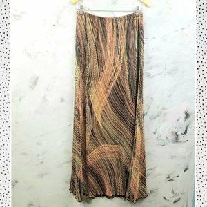 MIKE & TODD Vintage Warm Colors Crimped Maxi Skirt